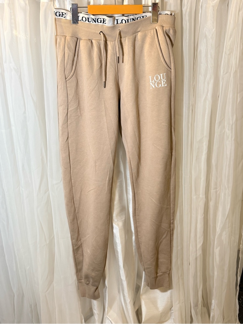 Beige Kids Jogger Bottoms with Branded Waistband